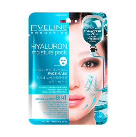 Masti - Mască ultra-hidratantă cu acid hialuronic 8 in 1