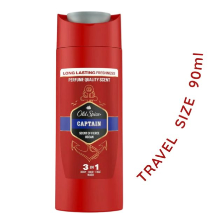 Gel de dus - Mini Gel de duș 3-1 pentru corp/păr/față Captain Old Spice 90 ml