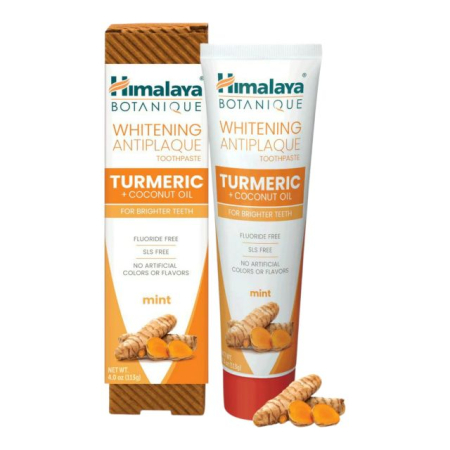 Periute dinti - Pastă de dinți Himalaya Botanique Whitening Antiplaque Turmeric + Coconut Oil 113 g