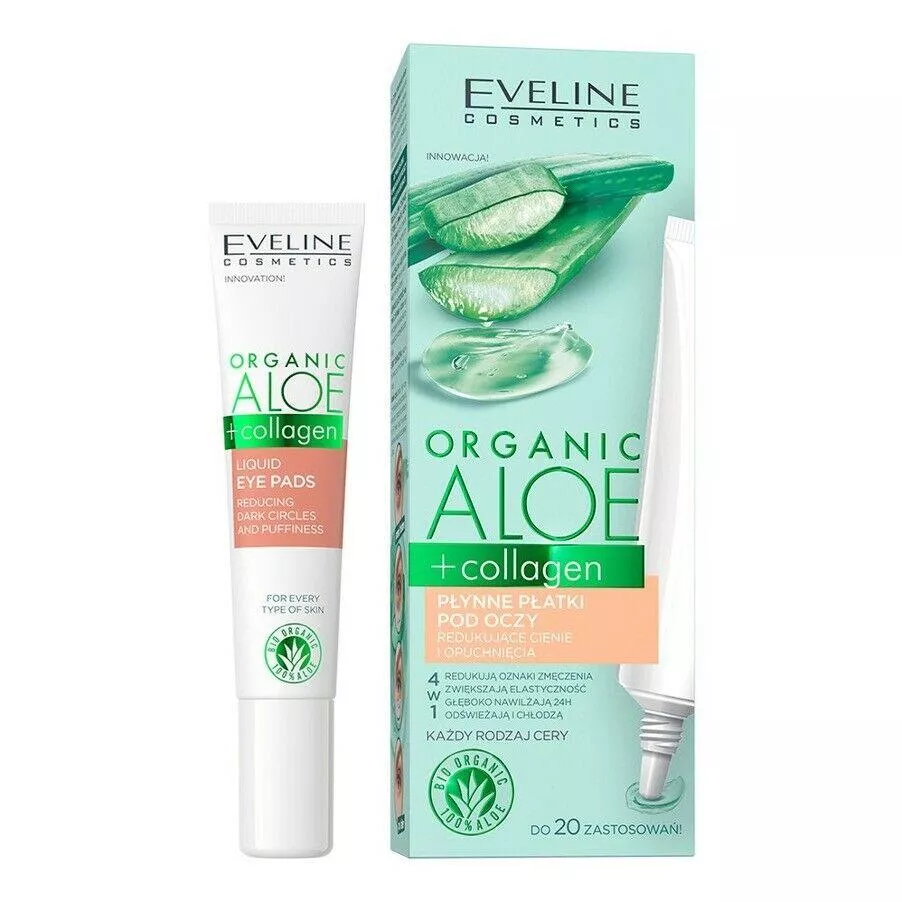 Creme/seruri ochi - Plasturi lichizi pentru reducerea cearcanelor Organic Aloe+Collagen Eveline
