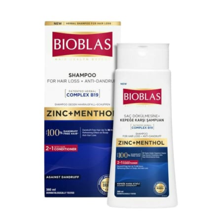 Sampon par - Șampon cu balsam - anticădere, cu Zinc + Menthol Bioblas 360 ml