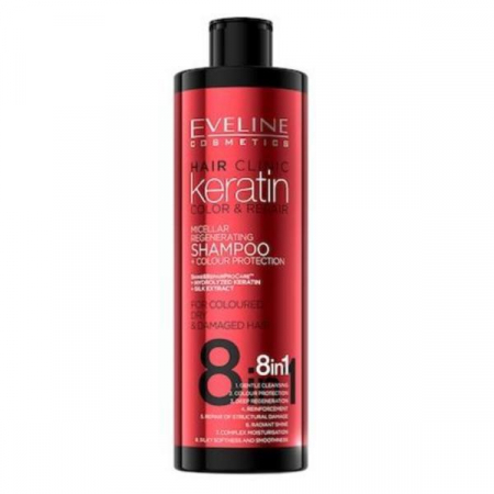Sampon par - Sampon Micelar Regenerant pentru Protectia Culorii Hair Clinic Keratin 8-1 Eveline