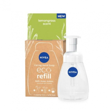 Sapun solid/lichid - Recipient + Săpun de mâini Eco refill Nivea 14 g