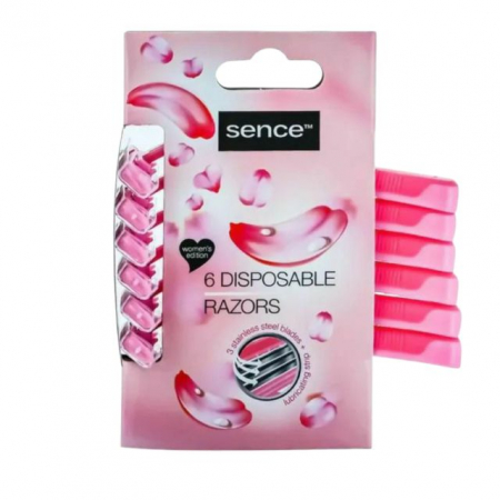Accesorii depilare - Set 6 aparate de ras cu 3 lame, de unică folosință Sence