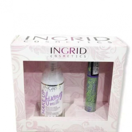 Mascara (rimel) - Set Spray Fixare Machiaj 75 ml + Mascara Negru 8 ml Ingrid