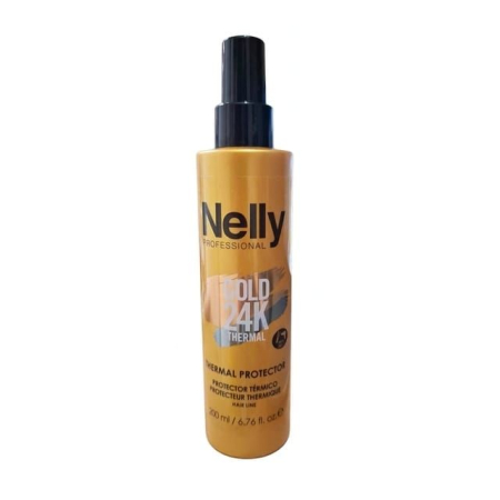 Lotiune/spray de par - Spray cu protecție termică Gold 24K Thermal Nelly Professional 200 ml