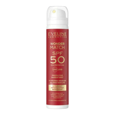 Spray fixare make-up - Spray protector ultra-ușor cu SPF 50 pentru față Wonder Match Eveline 75 ml