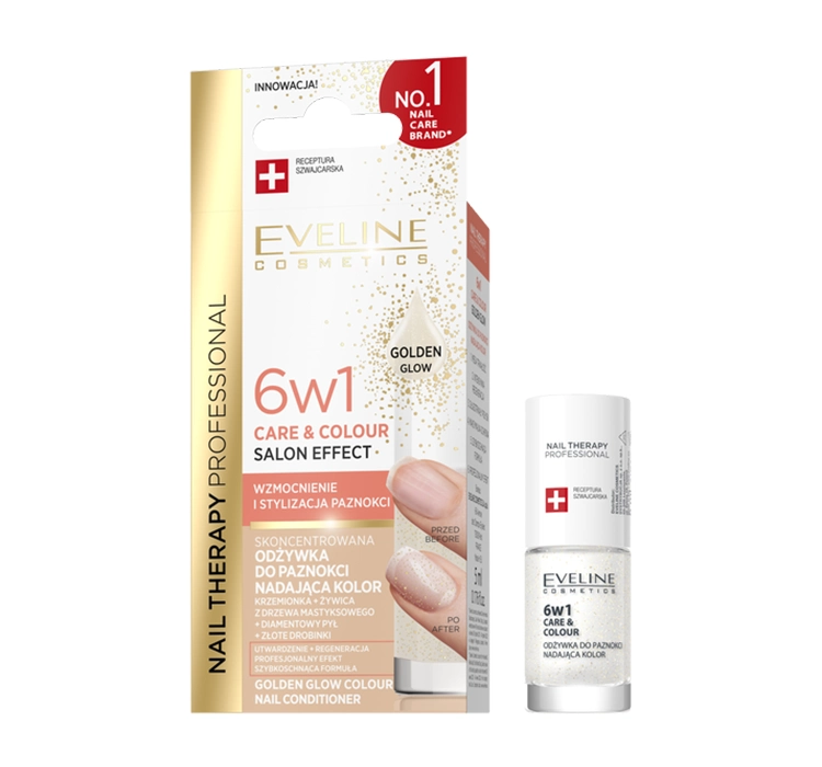 Baza, Top coat, Tratamente - Tratament balsam de unghii Nail Therapy 6 in 1 Golden Glow