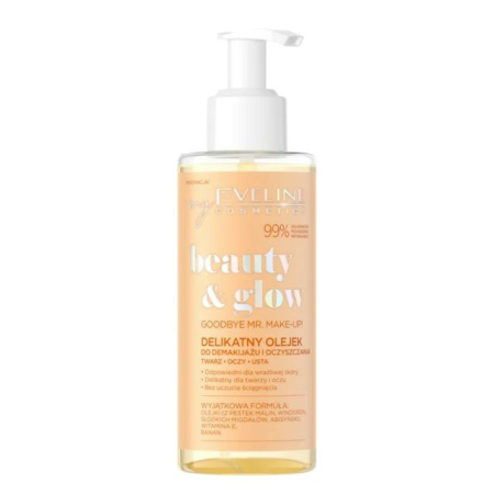 Gel de curatare - Ulei pentru curățarea și indepărtarea delicată a machiajului Beauty & Glow Eveline 145 ml