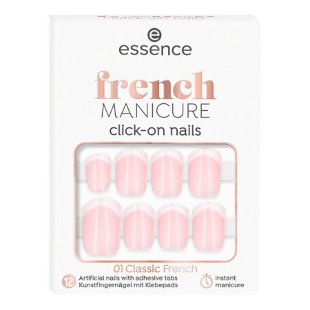 Accesorii Unghii - Unghii false french manicure click-on nails 01 Classic French Essence 12 buc.
