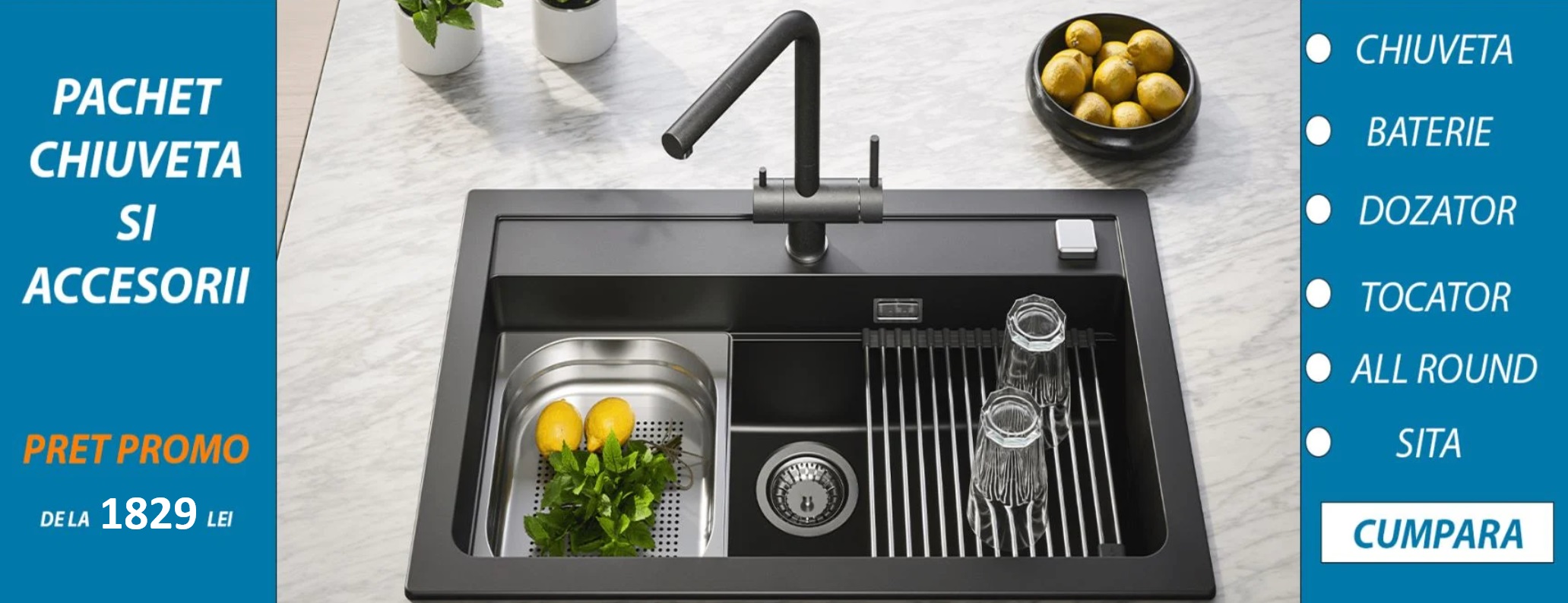 Pachet chiuveta si accesorii