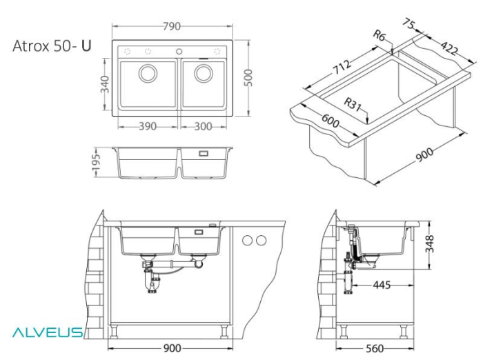 Chiuveta compozit Atrox 50 [4]