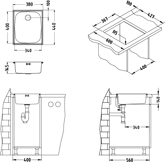 Chiuveta inox Basic 10 satin [3]