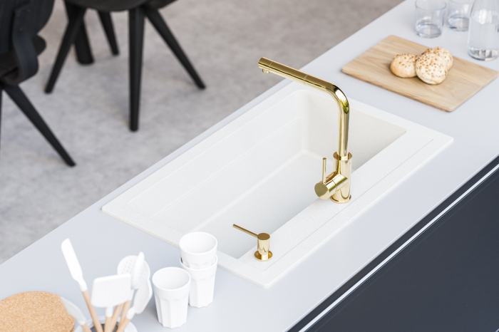 Chiuvetă compozit Atrox 40 alb cu sifon bronz [9]