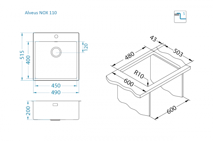 Chiuveta inox Nox 110 [2]