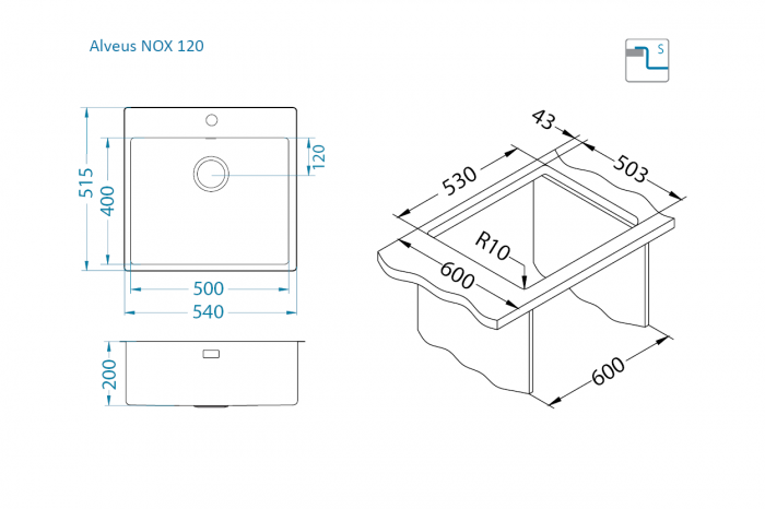Chiuveta inox Nox 120 [5]