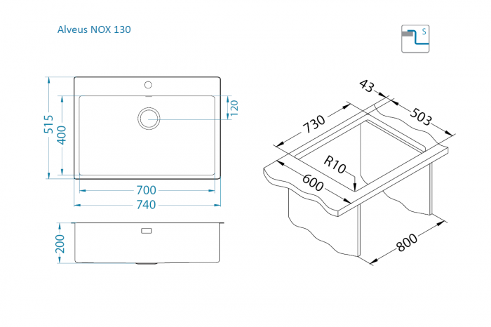 Chiuveta inox Nox 130 [4]