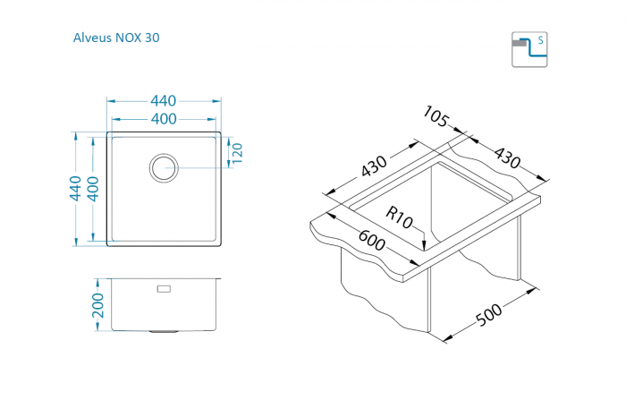 Chiuveta inox Nox 30 [2]