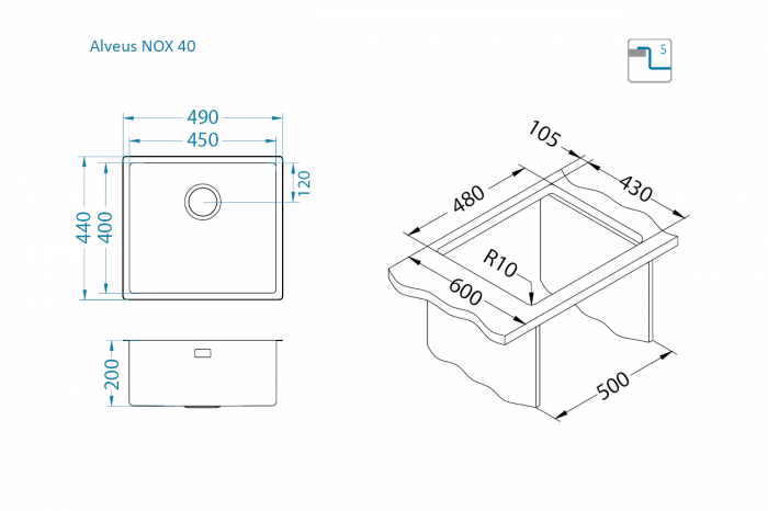 Chiuveta inox Nox 40 [2]