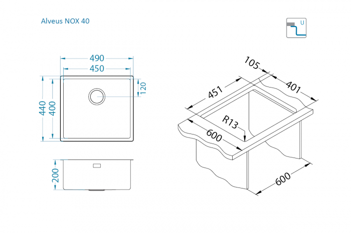 Chiuveta inox Nox 40 [3]