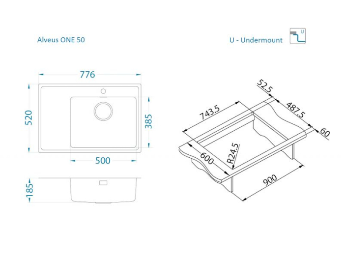 Chiuveta inox One 50 dreapta [6]