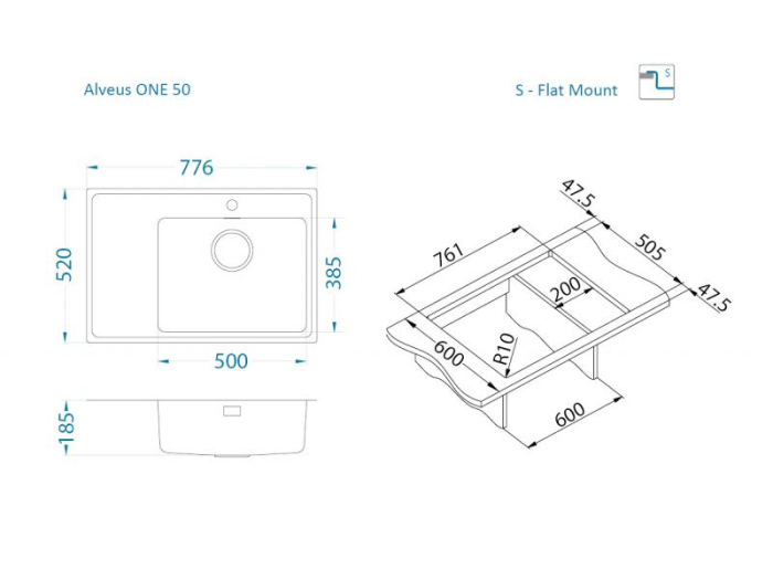 Chiuveta inox One 50 dreapta [5]