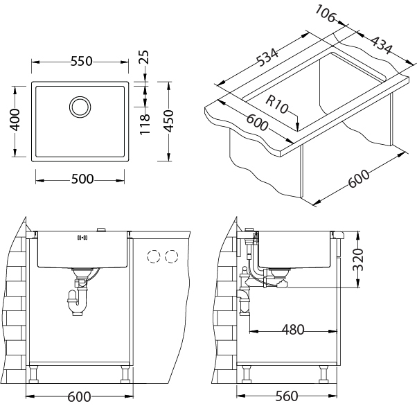 Chiuveta inox Quadrix 50 [3]