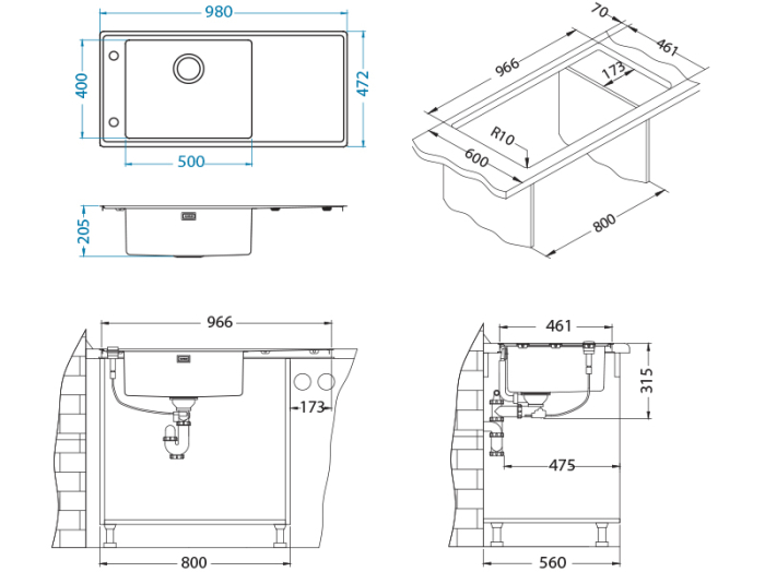 Chiuveta inox Stricto 30 dreapta [3]