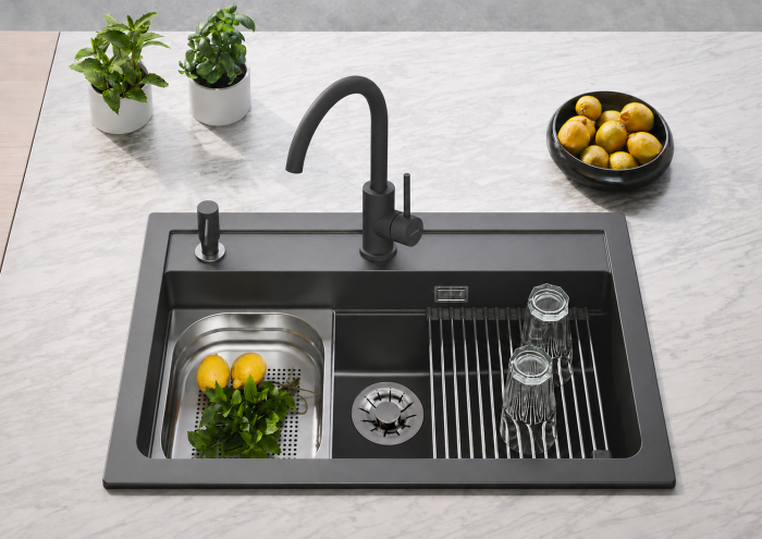 Chiuveta Workstation Atrox 40 + Accesorii Neagra [4]