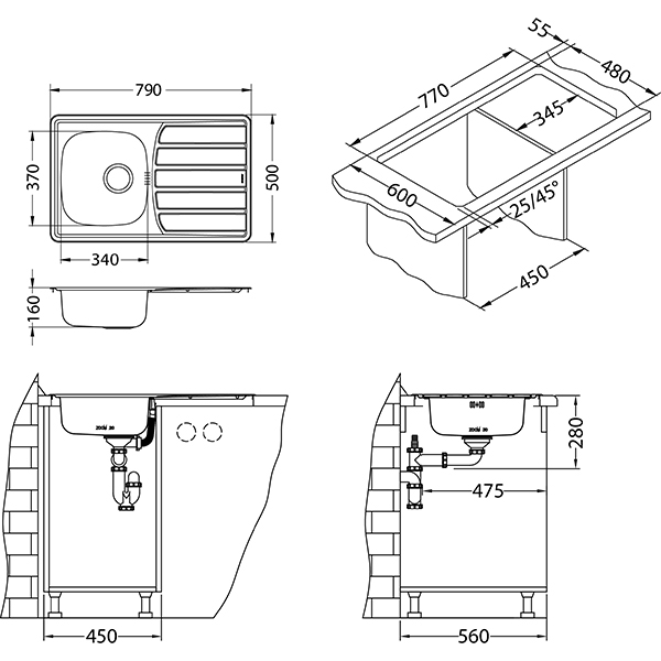 Chiuveta inox Zoom 20 satin [3]