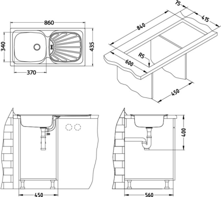 Chiuveta inox Basic 80 satin dreapta [2]