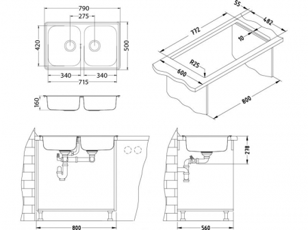 Chiuveta inox Line 90 satin [2]