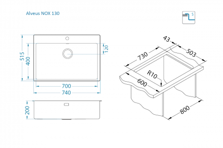 Chiuveta inox Nox 130 [3]