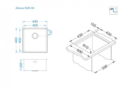 Chiuveta inox Nox 30 [1]
