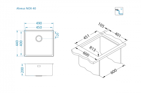 Chiuveta inox Nox 40 [2]