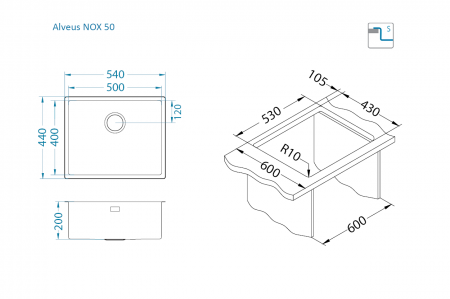 Chiuveta inox Nox 50 [5]