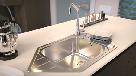 Chiuveta inox Praktik 130 satin(montaj pe colt) [2]