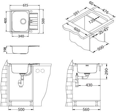 Chiuveta inox Line 60 Maxim satin [2]