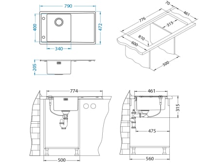 Chiuveta inox Stricto 10 dreapta [2]