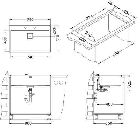 Chiuveta inox Stylux 40 [2]