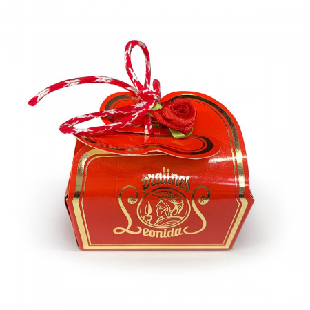 COLECTIA 1-8 MARTIE - Ballotin Mini Rosu , Fluture, 2 Praline Asortate cu snur de martisor