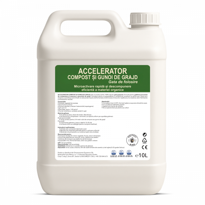 ACCELERATOR COMPOST ȘI GUNOI DE GRAJD – gata de folosire - Formulă biologică pe bază de extracte vegetale fermentate, enzime naturale și bacterii benefice, 10 litri [4]
