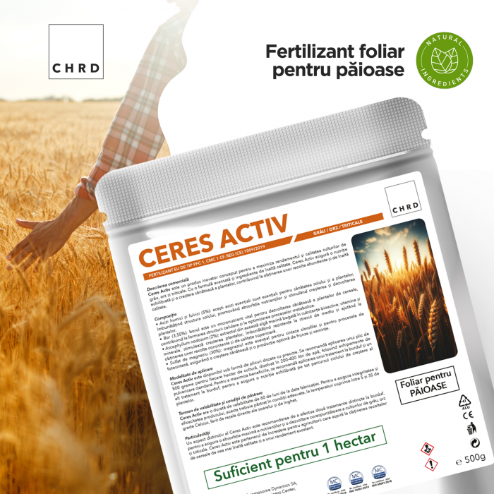 CERES ACTIV – FERTILIZANT EU DE TIP PFC 1, CMC 1 CF. REG. (CE) 1009/2019 Foliar pentru păioase (grâu, orz, triticale), 500g [2]