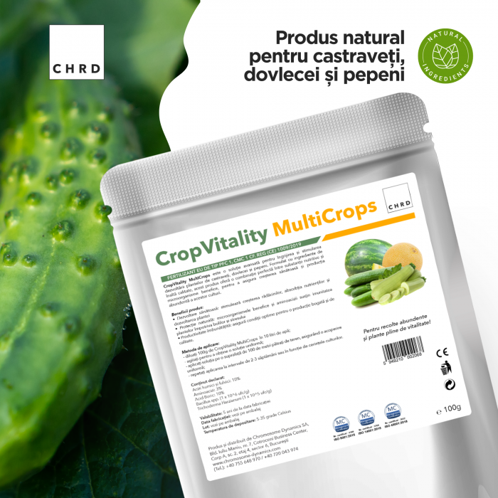 CropVitality MultiCrops, Produs natural pe baza de microorganisme si nutrienti pentru castraveti, dovlecei si pepeni, 100 g [2]
