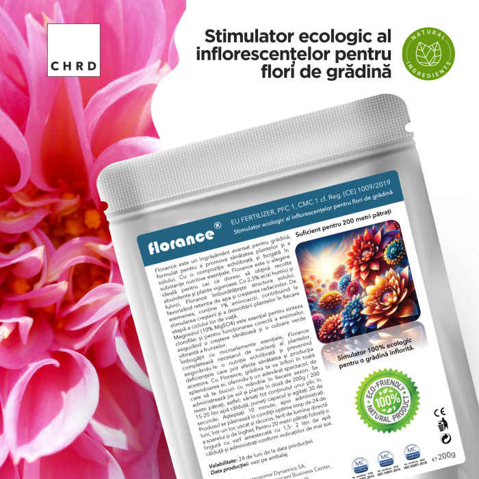 Florance, stimulator ecologic al inflorescențelor pentru flori de grădină, EU Fertilizer PFC1, CMC1, plic 200g [2]