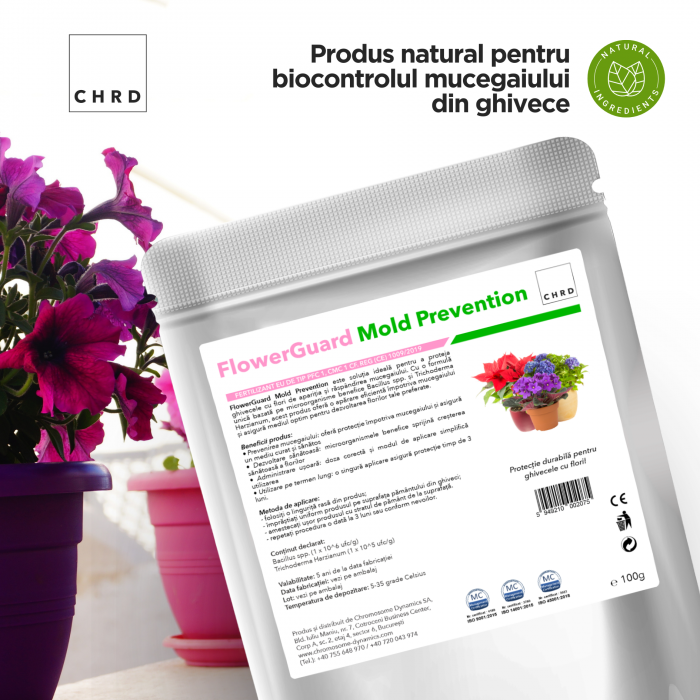 FlowerGuard Mold Prevention, Produs natural pentru biocontrolul mucegaiului din ghivece, 100 g [2]