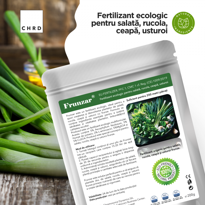 Frunzar, fertilizant ecologic pentru salată, rucola, ceapă, usturoi, EU Fertilizer PFC1 CMC1, plic 200g [2]