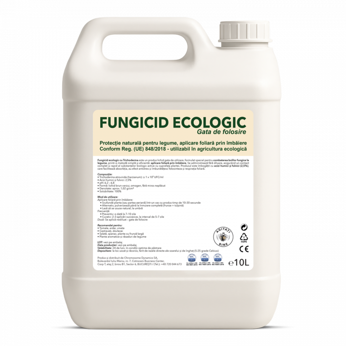 FUNGICID ECOLOGIC – gata de folosire - Formulă biologică pe bază de Trichoderma atroviride (harzianum) (≥ 1 × 10⁵ UFC / ml), 10 litri [4]