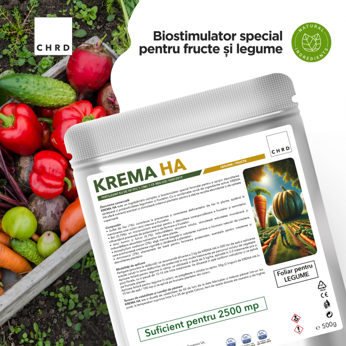 KREMA HA – FERTILIZANT EU DE TIP PFC 1, CMC 1 CF. REG. (CE) 1009/2019 Foliar pentru legume, fructe, 500g [2]