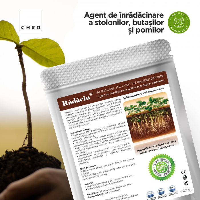 Rădăcin, agent de înrădăcinare a stolonilor, butașilor și pomilor, EU Fertilizer PFC1, CMC1, plic 200g [2]